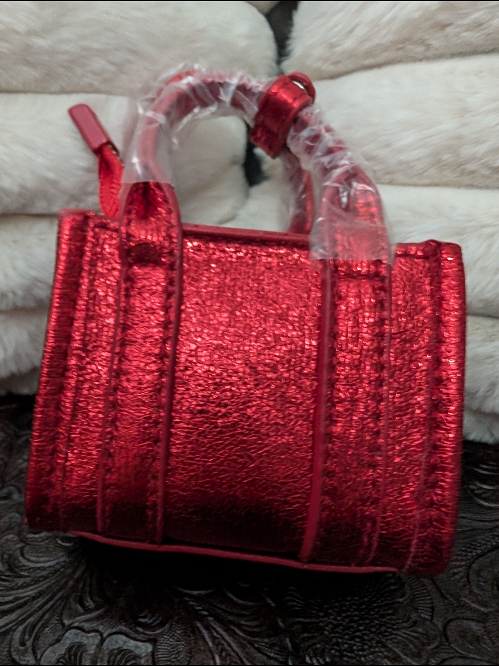 Wrangler Red Metallic & Gray Haircalf Mini Tote - Picture 3 of 5